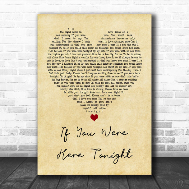 Alexander O'Neal If You Were Here Tonight Vintage Heart Song Lyric Music Wall Art Print