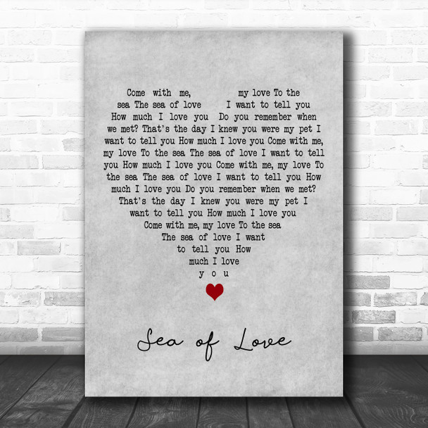 Cat Power Sea of Love Grey Heart Decorative Wall Art Gift Song Lyric Print