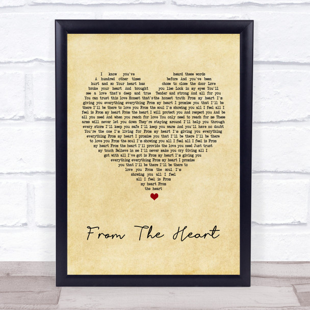 Another Level From The Heart Vintage Heart Song Lyric Music Wall Art Print