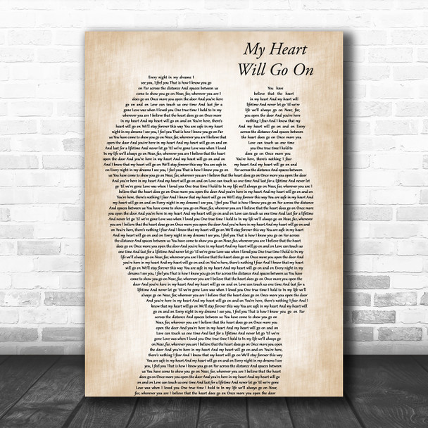 Celine Dion My Heart Will Go On Mother & Baby Decorative Wall Art Gift Song Lyric Print