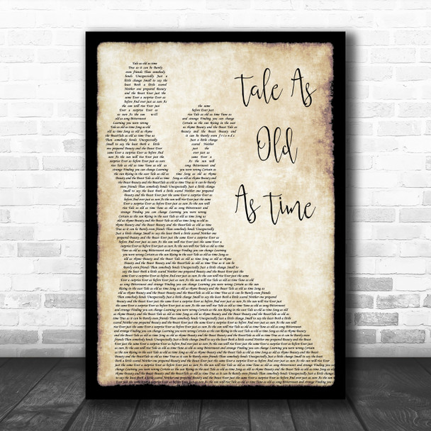 Celine Dion, Peabo Bryson Tale As Old As Time Man Lady Dancing Wall Art Gift Song Lyric Print