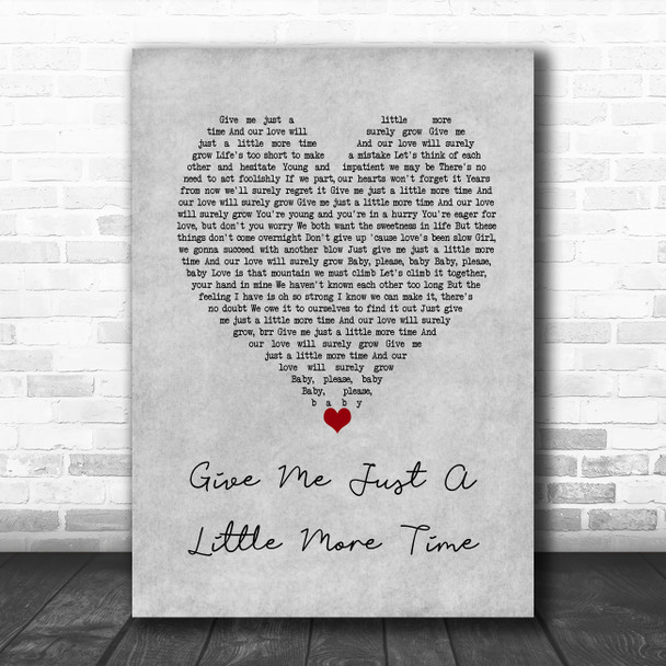Chairmen of the Board Give Me Just A Little More Time Grey Heart Gift Song Lyric Print