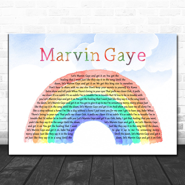 Charlie Puth feat. Meghan Trainor Marvin Gaye Watercolour Rainbow & Clouds Song Lyric Print