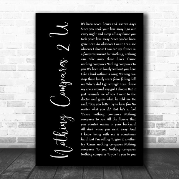 Chris Cornell Nothing Compares 2 U Black Script Decorative Wall Art Gift Song Lyric Print