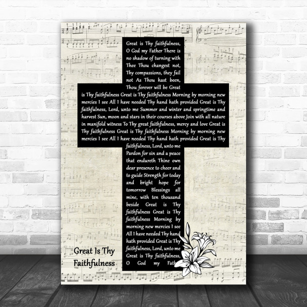 Chris Rice Great Is Thy Faithfulness Music Script Christian Memorial Cross Song Lyric Print