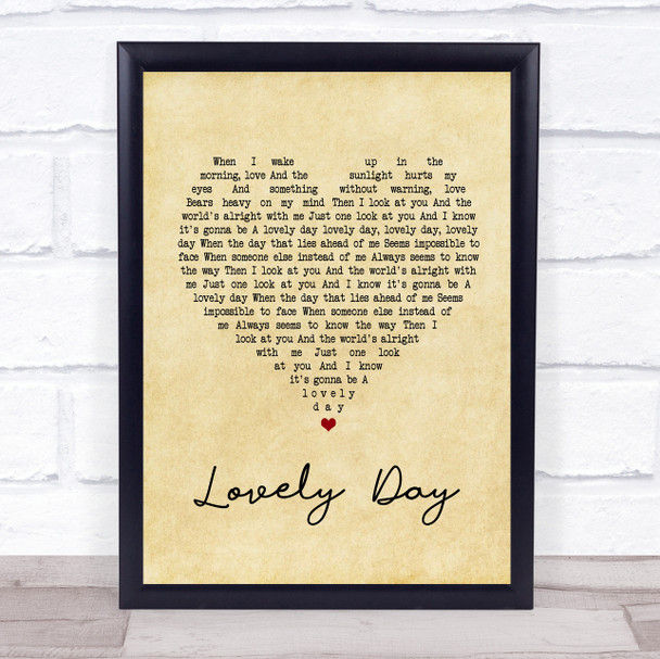 Bill Withers Lovely Day Vintage Heart Song Lyric Music Wall Art Print