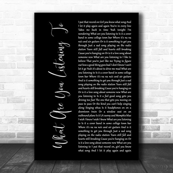 Chris Stapleton What Are You Listening To Black Script Decorative Wall Art Gift Song Lyric Print