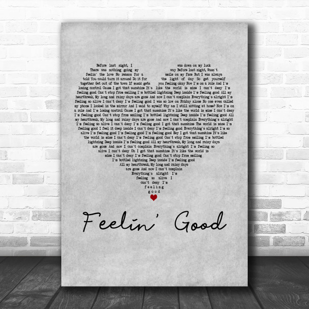 Christina Grimmie Feelin' Good Grey Heart Decorative Wall Art Gift Song Lyric Print