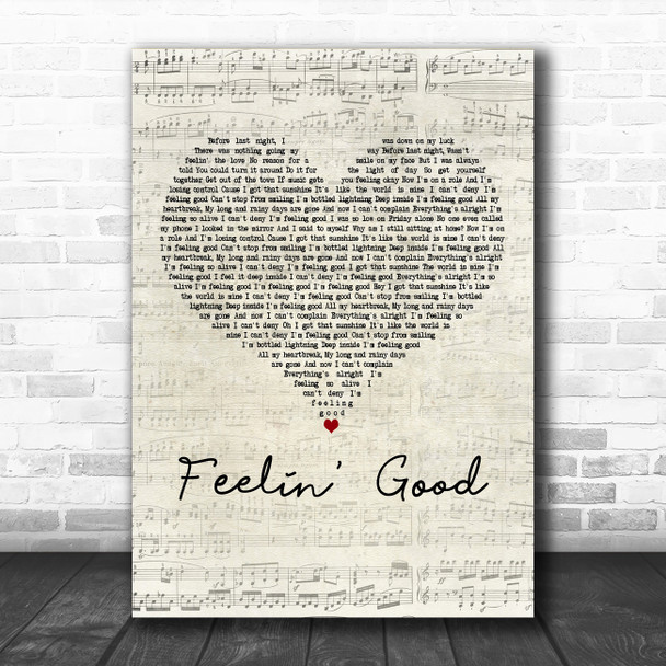 Christina Grimmie Feelin' Good Script Heart Decorative Wall Art Gift Song Lyric Print