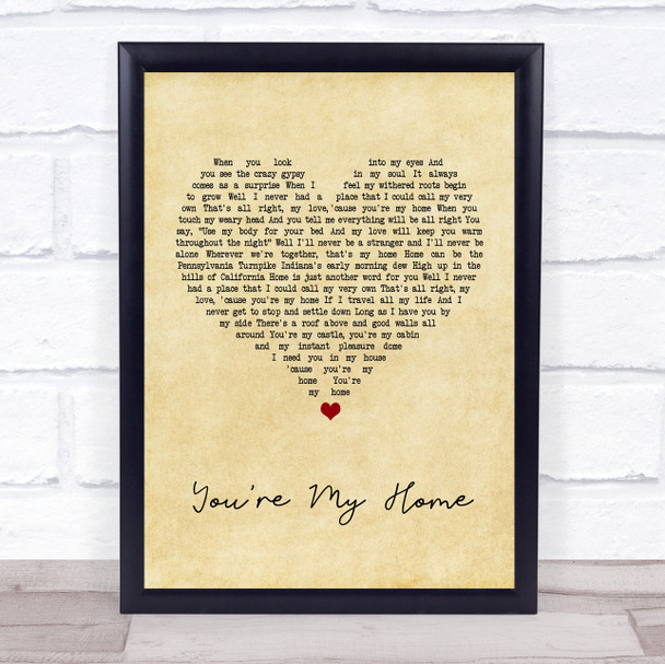Billy Joel You're My Home Vintage Heart Song Lyric Music Wall Art Print