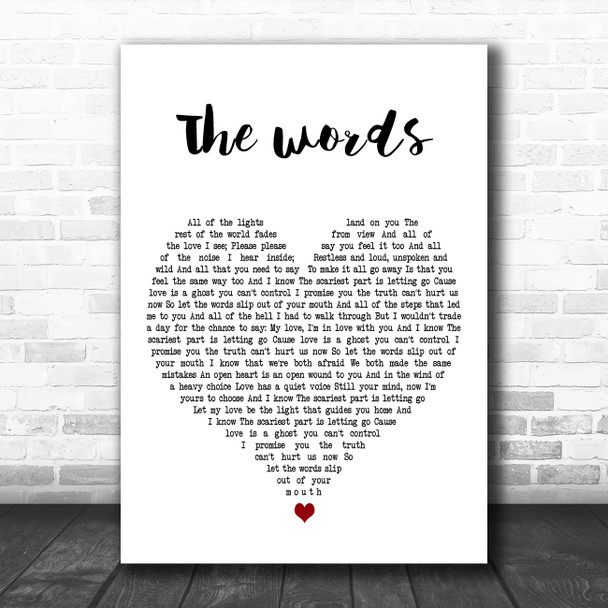 Christina Perri the words White Heart Decorative Wall Art Gift Song Lyric Print