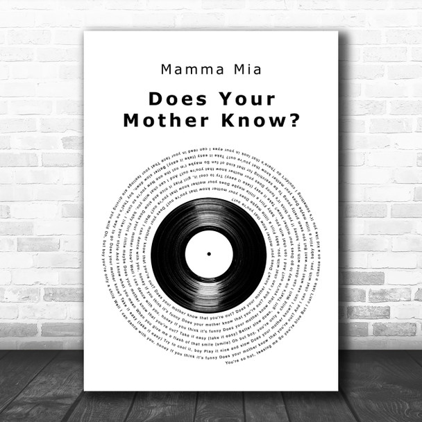 Christine Baranski, Philip Michael Does Your Mother Know Vinyl Record Wall Art Song Lyric Print
