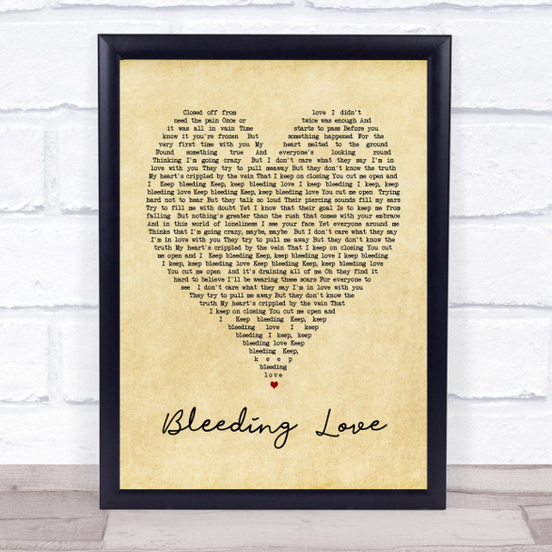 Bleeding Love Leona Lewis Vintage Heart Song Lyric Music Wall Art Print