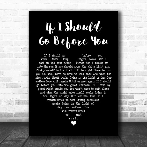 City And Colour If I Should Go Before You Black Heart Decorative Wall Art Gift Song Lyric Print