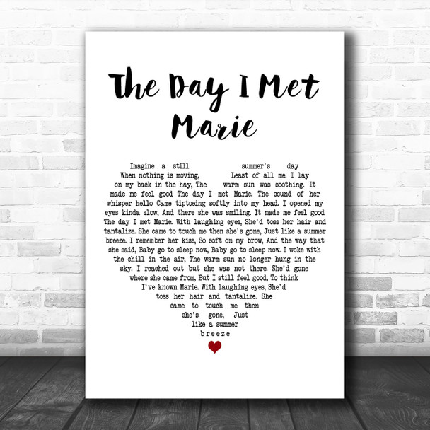 Cliff Richard The Day I Met Marie White Heart Decorative Wall Art Gift Song Lyric Print