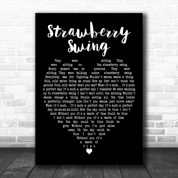 Coldplay Strawberry Swing Black Heart Decorative Wall Art Gift Song Lyric Print