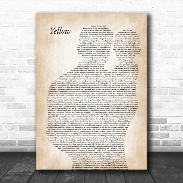 Coldplay Yellow Father & Baby Decorative Wall Art Gift Song Lyric Print