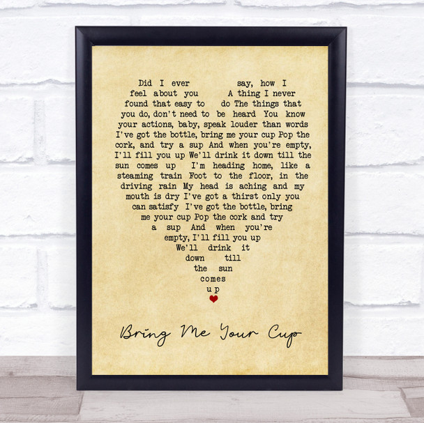 Bring Me Your Cup UB40 Vintage Heart Song Lyric Music Wall Art Print