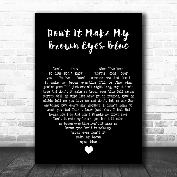 Crystal Gayle Dont It Make My Brown Eyes Blue Black Heart Song Lyric Print