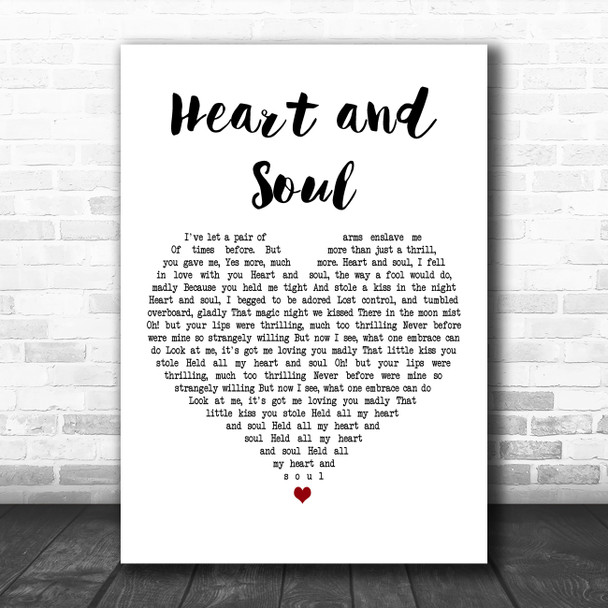 Crystal Gayle Heart and Soul White Heart Decorative Wall Art Gift Song Lyric Print