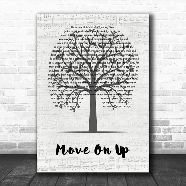 Curtis Mayfield Move On Up Music Script Tree Decorative Wall Art Gift Song Lyric Print