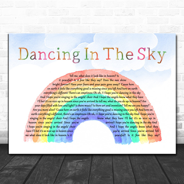 Dani And Lizzy Dancing In The Sky Watercolour Rainbow & Clouds Song Lyric Print