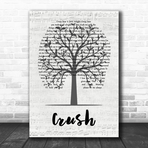 Dave Matthews Band Crush Music Script Tree Decorative Wall Art Gift Song Lyric Print