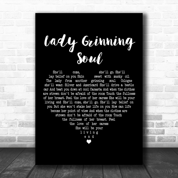 David Bowie Lady Grinning Soul Black Heart Decorative Wall Art Gift Song Lyric Print