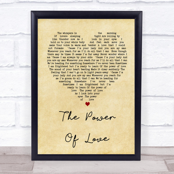 Celine Dione The Power Of Love Vintage Heart Song Lyric Music Wall Art Print