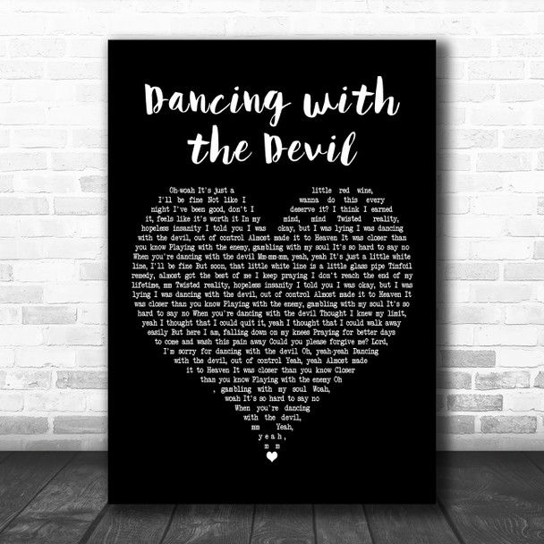 Demi Lovato Dancing with the Devil Black Heart Decorative Wall Art Gift Song Lyric Print