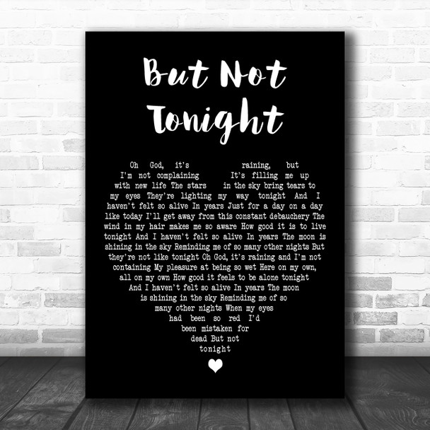 Depeche Mode But Not Tonight Black Heart Decorative Wall Art Gift Song Lyric Print