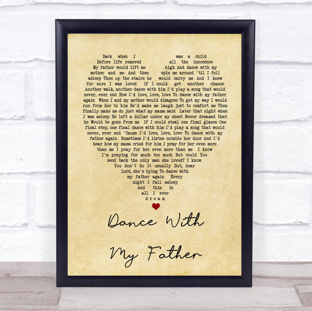 Dance With My Father Luther Vandross Vintage Heart Song Lyric Music Wall Art Print