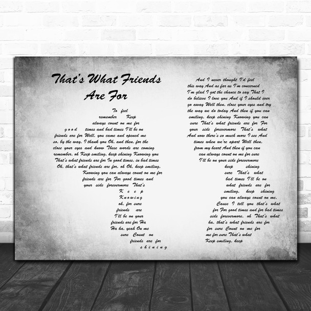 Dionne Warwick Thats What Friends Are For Man Lady Couple Grey Gift Song Lyric Print