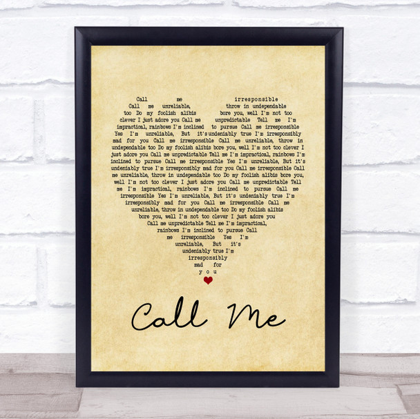 Dinah Washington & Brook Benton Call Me Vintage Heart Song Lyric Music Wall Art Print