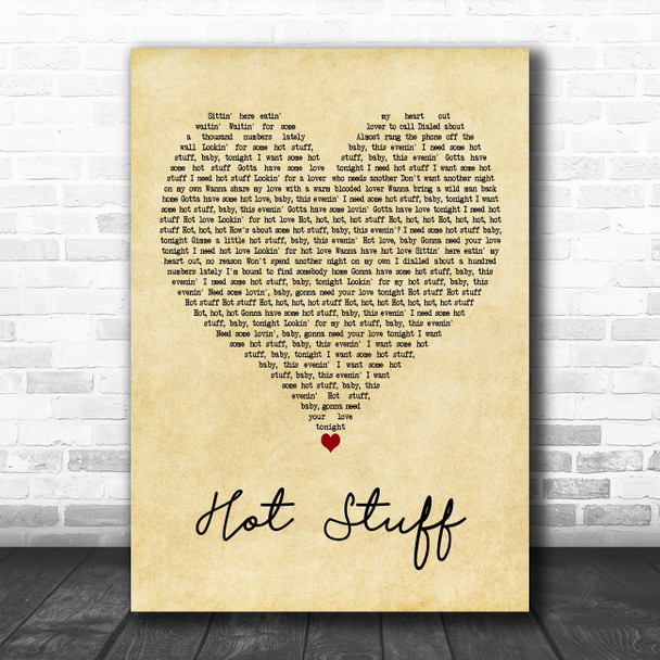 Donna Summer Hot Stuff Vintage Heart Decorative Wall Art Gift Song Lyric Print