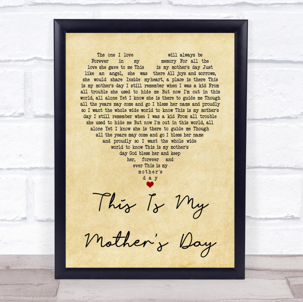 Dorothy Squires This Is My Mother's Day Vintage Heart Song Lyric Music Wall Art Print