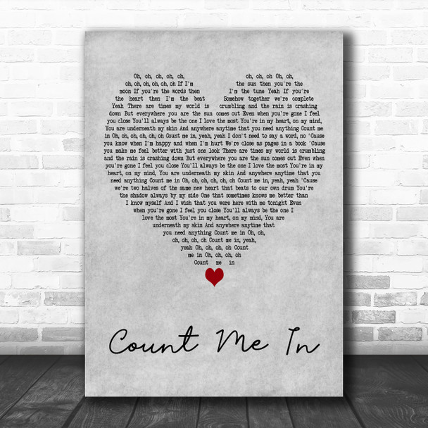 Dove Cameron Count Me In Grey Heart Decorative Wall Art Gift Song Lyric Print
