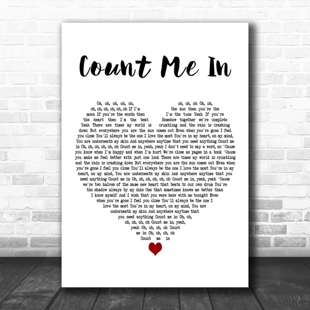 Dove Cameron Count Me In White Heart Decorative Wall Art Gift Song Lyric Print