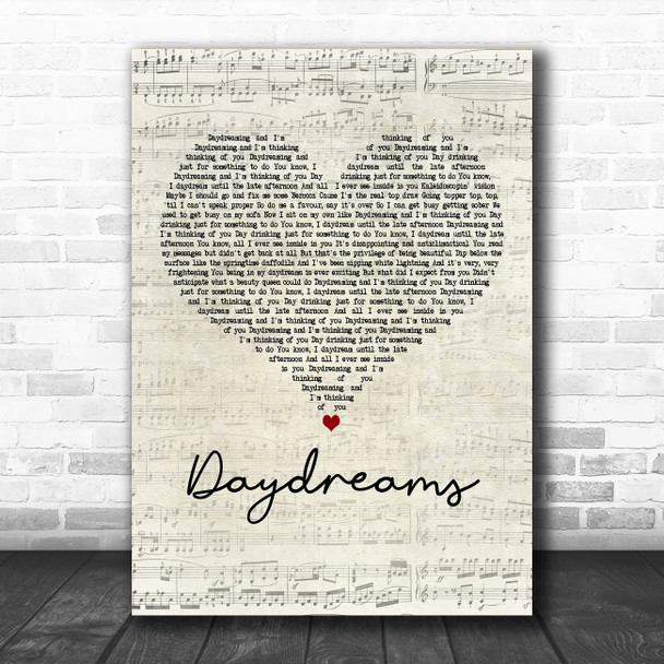 Easy Life Daydreams Script Heart Decorative Wall Art Gift Song Lyric Print