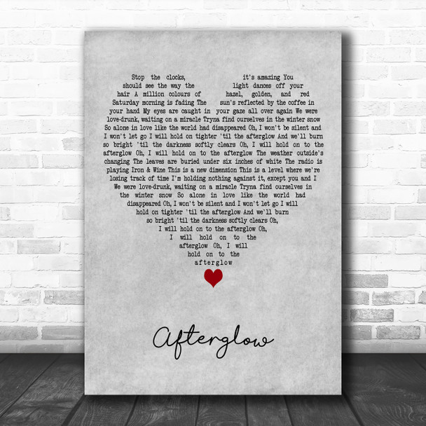 Ed Sheeran Afterglow Grey Heart Decorative Wall Art Gift Song Lyric Print