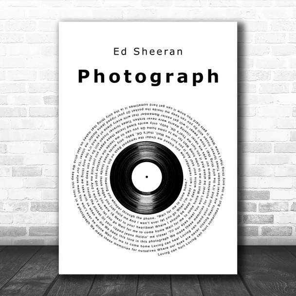 Ed Sheeran Photograph Vinyl Record Decorative Wall Art Gift Song Lyric Print