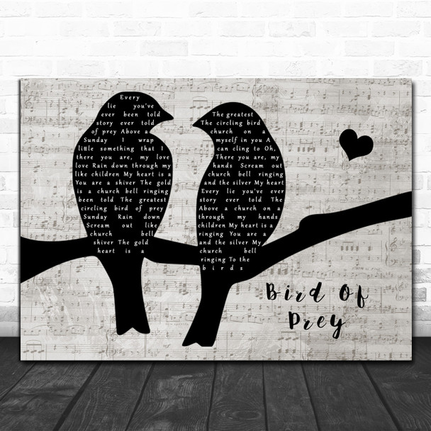 Editors Bird Of Prey Lovebirds Music Script Decorative Wall Art Gift Song Lyric Print
