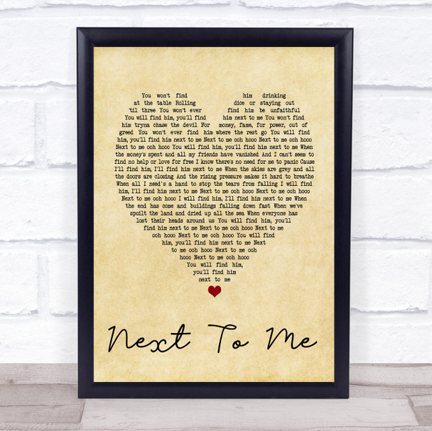 Emeli Sandé Next To Me Vintage Heart Song Lyric Music Wall Art Print