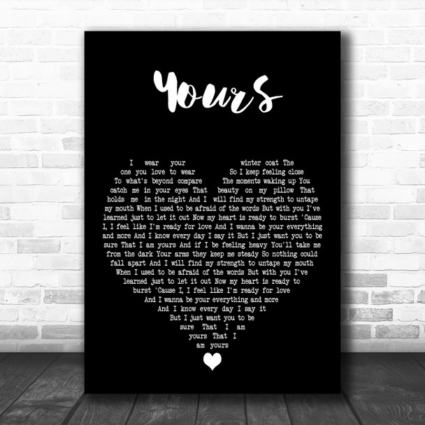 Ella Henderson Yours Black Heart Decorative Wall Art Gift Song Lyric Print