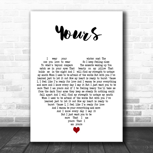 Ella Henderson Yours White Heart Decorative Wall Art Gift Song Lyric Print