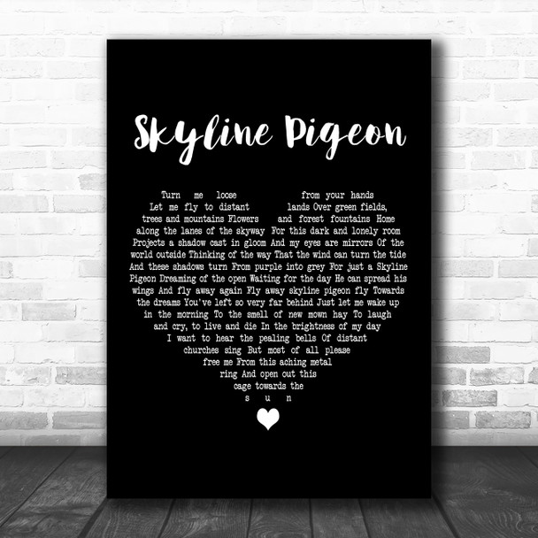 Elton John Skyline Pigeon Black Heart Decorative Wall Art Gift Song Lyric Print