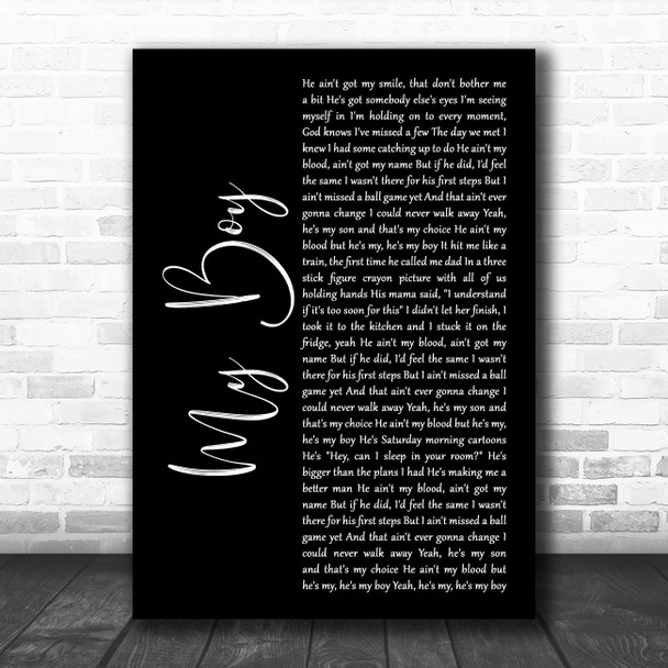 Elvie Shane My Boy Black Script Decorative Wall Art Gift Song Lyric Print