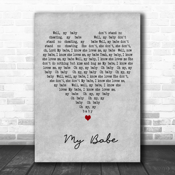 Elvis Presley My Babe Grey Heart Decorative Wall Art Gift Song Lyric Print