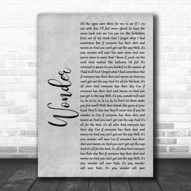 Embrace Wonder Grey Rustic Script Decorative Wall Art Gift Song Lyric Print