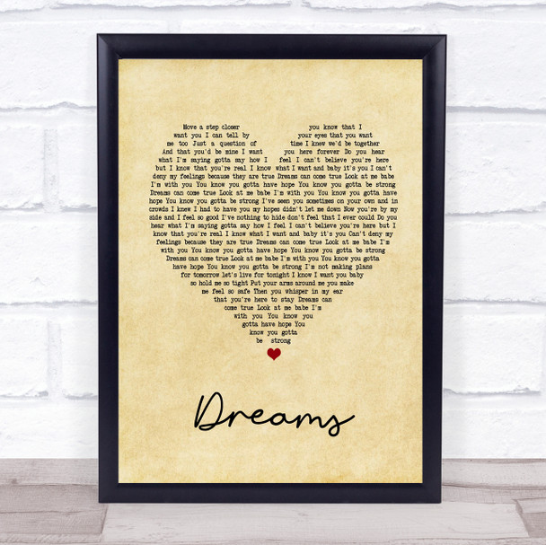 Gabrielle Dreams Vintage Heart Song Lyric Music Wall Art Print